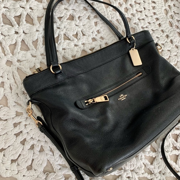 Coach Black Leather Shoulder bag with AdjustableStraps - Picture 5 of 17